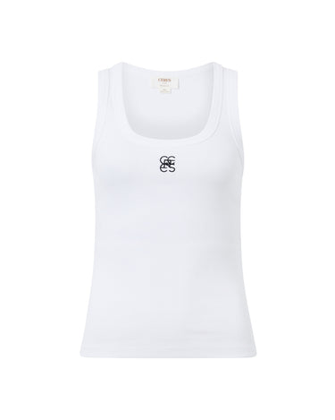 ZOE CONTOUR RIB SCOOP TANK WHITE - STUDIO JO STORE